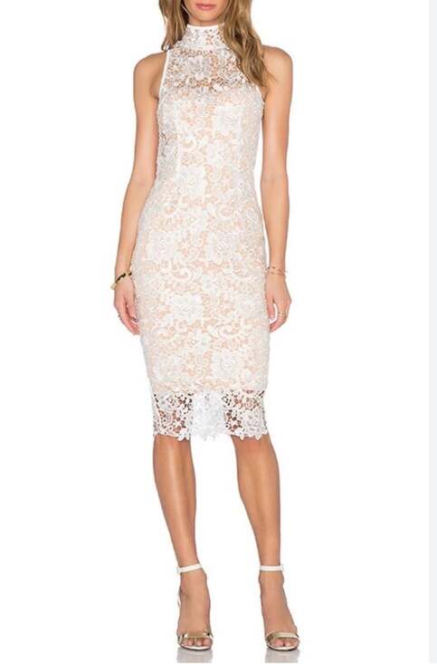 Misha Collection Dresses & Skirts - MISHA Eline Lace Midi Dress White Nude Size S